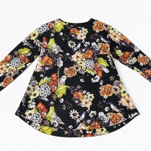 Nally & Millie Kids Long Sleeve Floral Top - Black and Multicolor